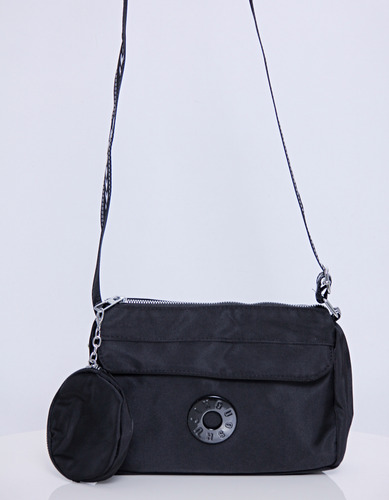 Bandolera Morral Tresher Deportivo Importada Con Monedero Negro Liso Plateado Estampada