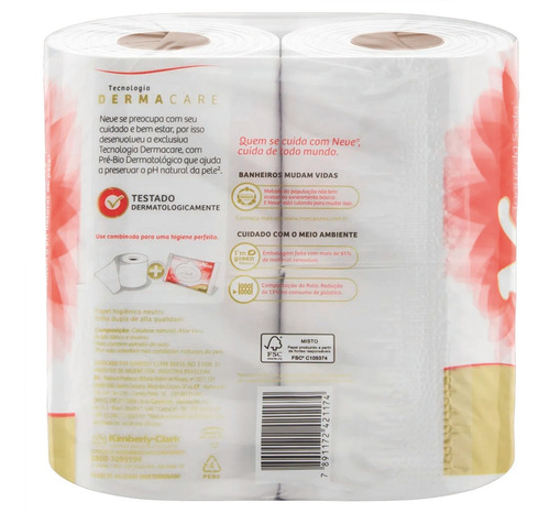 Papel Higiênico Neve Toque De Seda - Pacote Com 4 Rolos