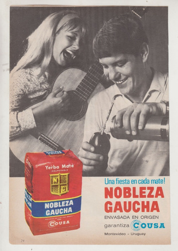 1971 Publicidad Yerba Mate Nobleza Gaucha Vintage Uruguay