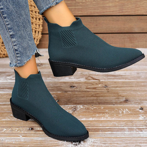 Botas Tipo Calcetín Cómodas De Talla Grande Para Mujer, Tacó