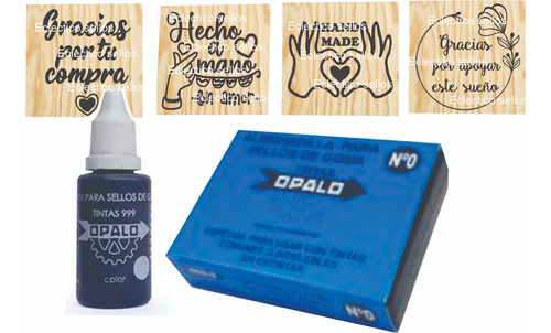 Kit Para Cajas 4 Sellos De 4x4 Cm Con Tinta Y Almohadilla 