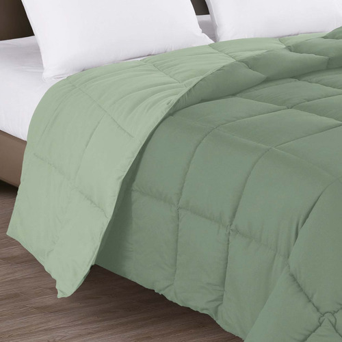 Edredom Toque De Plumas Super Soft Premium Pluma Queen 1 Peç Verde-musgo Lisa