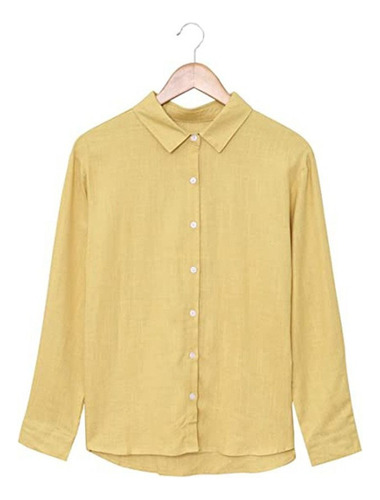 Blusa De Lino Y Algodón De Manga Larga Talla Grande