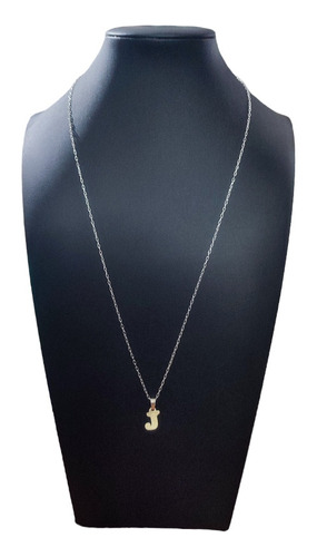 Imagen 2 de 3 de Cadena Collar Hombre Letra Inicial J Plata Ley 925 + Caja Re