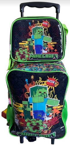 Kit Mochila Rodinhas Minecraft + Lancheira