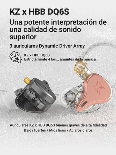 Auriculares In Ear Kz X Hbb Dq6s 3dd Por Lado Sin Microfono