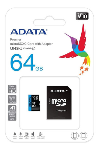  Adata Memoria Micro Sd Hc Uhs-i 64gb Clase 10 Premier A1 
