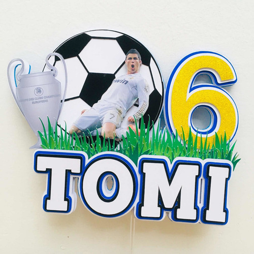 Cake Topper Deco Torta 3d Futbol Ronaldo Cr7 Personalizado