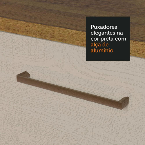 Balcão Pia Cozinha 1 Porta 2 Gav Com Tampo Rcr Agata Madesa Cor Rustic/Crema