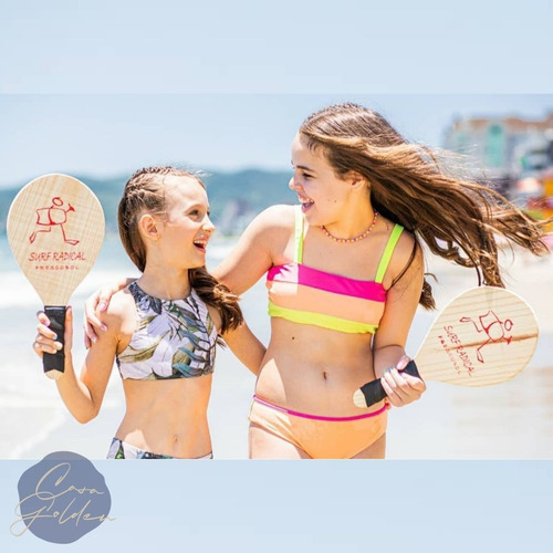 Raquete Frescobol C/4 Bolinhas Esporte De Praia Beach Tenis Cor Sortido