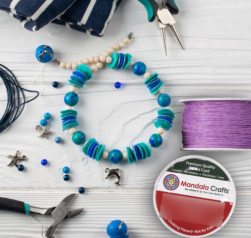 Cordón Encerado Azul Zafiro De 1 Mm Hacer Joyas, 109 Y...