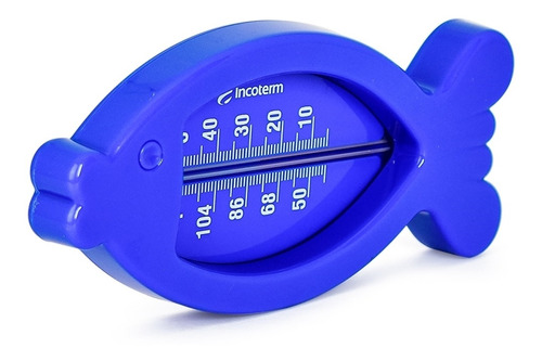Imagem 1 de 8 de Termômetro Para Banho Formato De Peixe Azul Incoterm