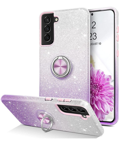 Funda Para Samsung Galaxy S21 5g - Violeta Y Blanca Brill...