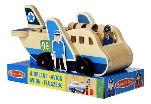 Melissa & Doug Set De Juego Avión Con 4 Figurinas Y 4 Maleta