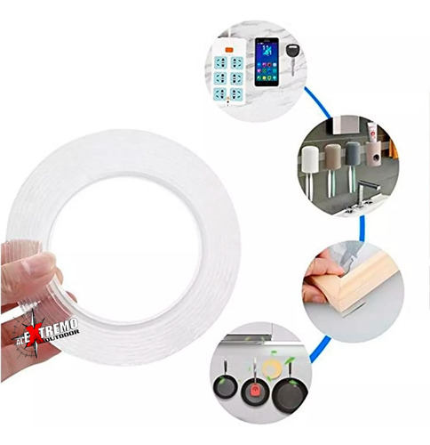 Cinta Adhesiva Mágica Nano Tape Doble Faz 30mm X 1 Mt Neón