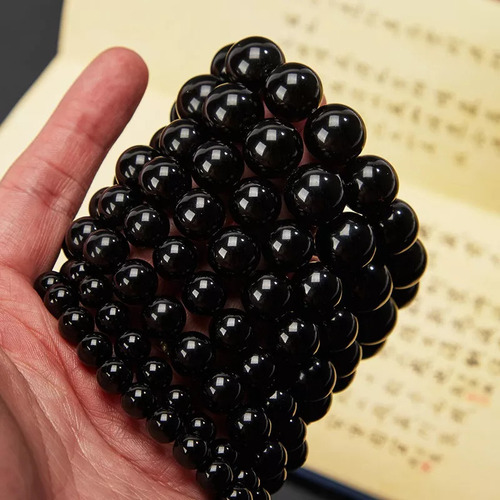 L Pulsera De Obsidiana Negra Natural Feng Shui, 2 Unidades