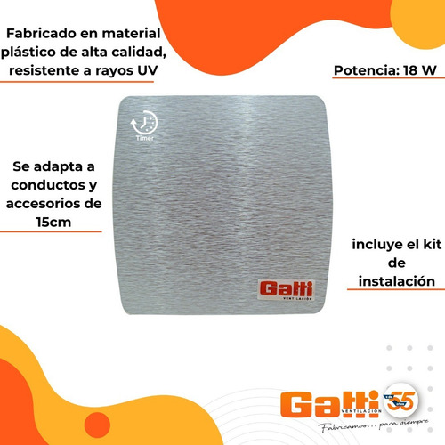 Extractor De Aire Baño/cocina 6 (15 Cm) Gris C/ Timer