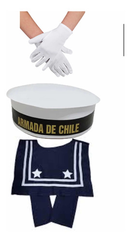 Gorro Grumete + Pechera +guantes  / Mes De Mar / Marinero / Armada De Chile