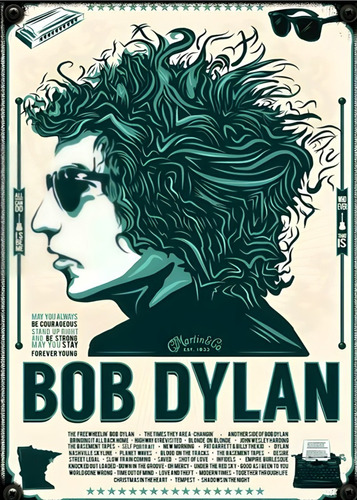 30# Cuadro 30x40 Bob Dylan Vinilo Mdf Listo P/ Colgar