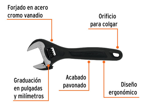 Llave Perico 6´ Ajustable Acero Pavonado Profesional 15500