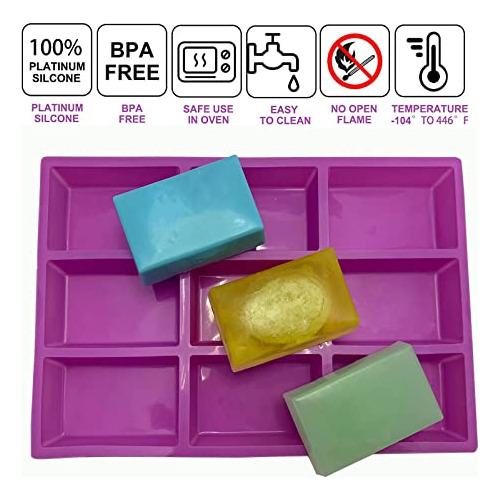 Molde De Jabón Rectangular De Silicona De 4 Onzas Grandes Pa