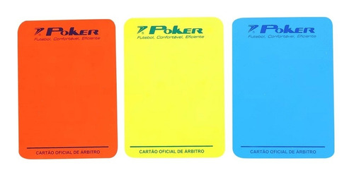 Kit Cartão Árbitro Juiz Poker C/ 3 Futsal Futebol Salão Azul