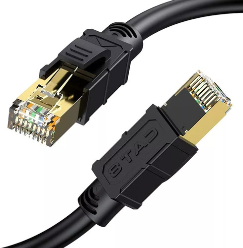 Cable Red Cat 8 Rj45 Sftp Ethernet 40 Gbps Negro 5 Metros