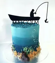 Comprar Cake Topper Adorno Torta Bote Pescador Nombre Adorno Torta