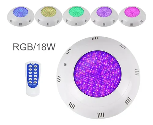 Foco Led Piscina Con Control Remoto 18w Color 12v Rgb