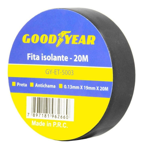 Fita Isolante Goodyear 20 Mts - Preto