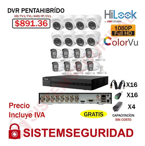 Imagen 10 de 10 de Kit 2 6 16 Camaras Seguridad Vigilancia Quito 1080 Colorvu H