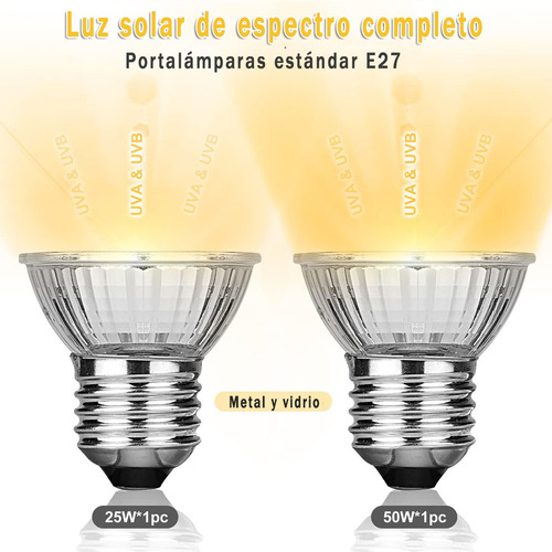 Lámparas De Calor Para Tortuga Reptiles Uva+ Uvb,2 Bombillas
