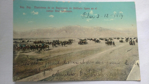 Postal Antigua Argentina Ejército Artillería Ejercicios