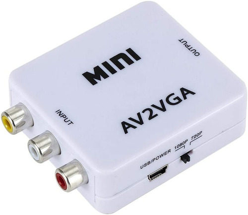 Adaptador Conversor Rca Av A Vga Full Hd + Audio 1080p