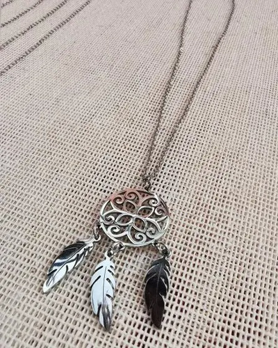 Imagen 4 de 4 de Dije Atrapasueños Collar Mujer Cadena Acero Inoxidable Plata