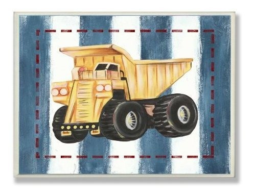 The Kids Room By Stupell Dump Truck En Blue Stripes Rectangl