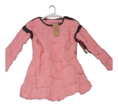 Sweater Dama Tejido A Mano A Cuadros Rosa Y Negro (tlc80)