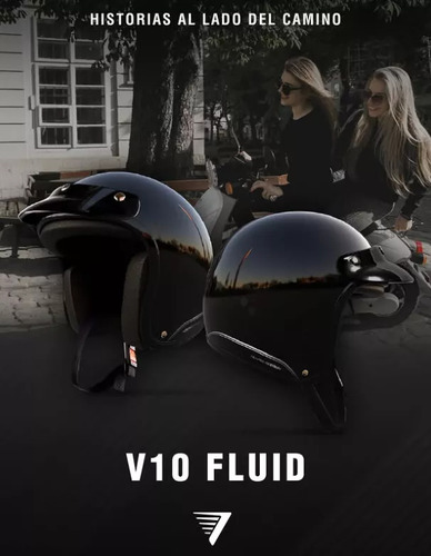 Casco abierto Vertigo V10 Fluid color negro talla L cómodo seguro y liviano