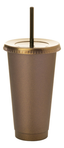 10 Vasos Reusables Con Popote Para Cafe Frio 24 Oz Color Bronce