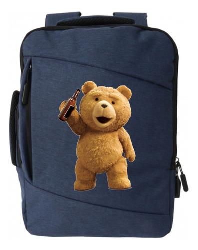 Morral Espalda Ted Bear Oso Maleta Portafolio Azul Blue 