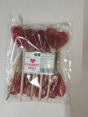 Bolsa Paleta Corazon Rojo C/10