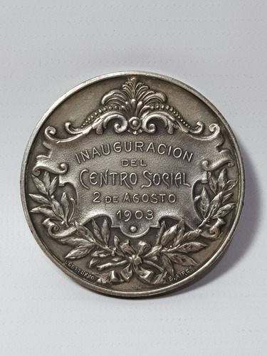 Imagen 2 de 9 de Medalla Jockey Club Rosario 1903 Inaug. Metal Mag 56367