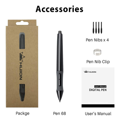 Huion Bolígrafo Con Batería P68, Lápiz Óptico Digital Para T