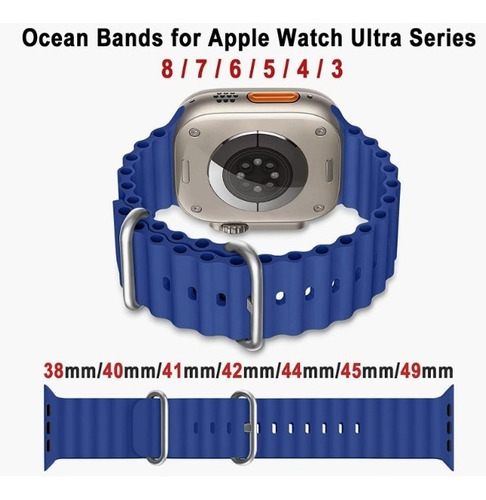 Correas Para Apple Watch Ultra Ocean Silicone 42/44/45/49 Mm