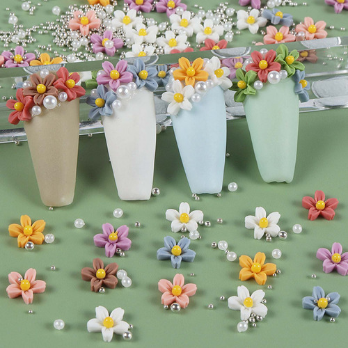 Joyas Para Uñas De Color Mate De Cinco Flores, 40 Bolsas De