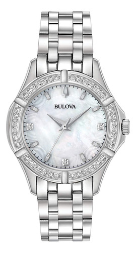 Reloj Clásico De Mujer Acero Inoxidable Con Esfera De Diaman