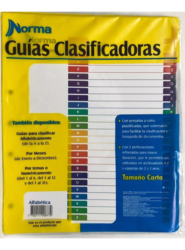 Guia Clasificadora Separador 105 Alfabetica A - Z Norma