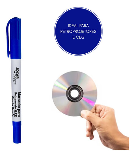 Caneta Marcador Permanente Retroprojetor E Cd Ponta Dupla