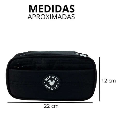 Estojo Multi Juvenil Mickey Mouse Matelassê Preto Xeryus 14275