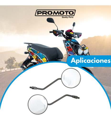 Juego Espejos Promoto P/italika Ws150 C/adaptador 8 A 10 Mm